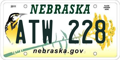 NE license plate ATW228