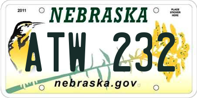 NE license plate ATW232