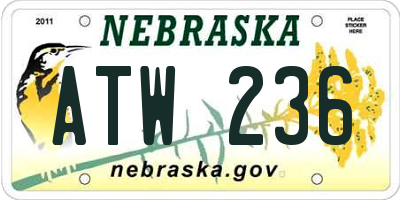 NE license plate ATW236