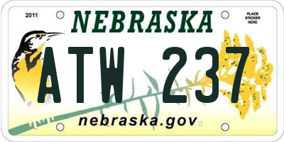 NE license plate ATW237