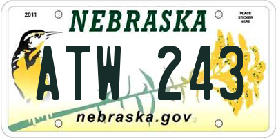NE license plate ATW243