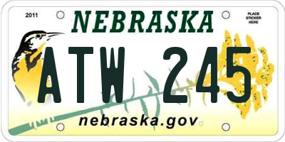 NE license plate ATW245