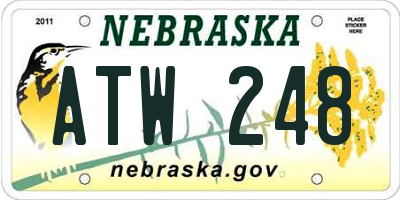 NE license plate ATW248