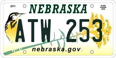 NE license plate ATW253