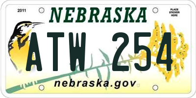 NE license plate ATW254