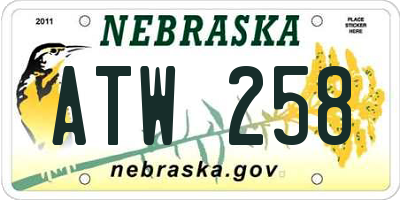 NE license plate ATW258