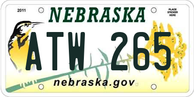 NE license plate ATW265