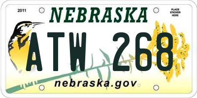 NE license plate ATW268