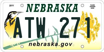 NE license plate ATW271