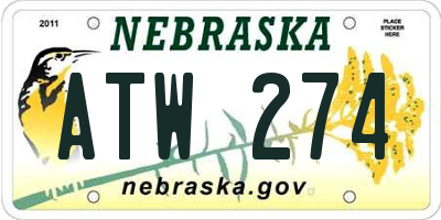 NE license plate ATW274