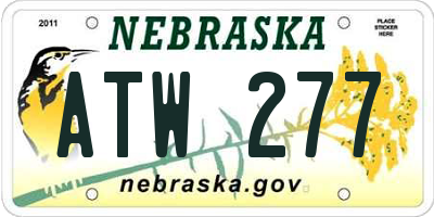 NE license plate ATW277