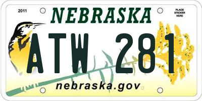 NE license plate ATW281