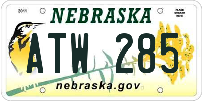 NE license plate ATW285