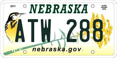 NE license plate ATW288