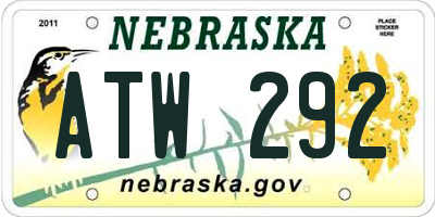 NE license plate ATW292