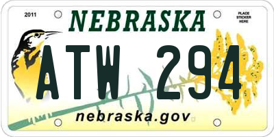NE license plate ATW294