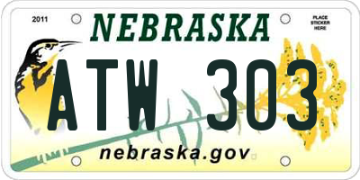 NE license plate ATW303