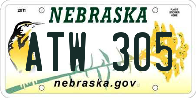 NE license plate ATW305