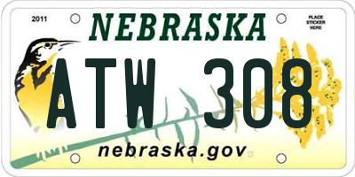 NE license plate ATW308