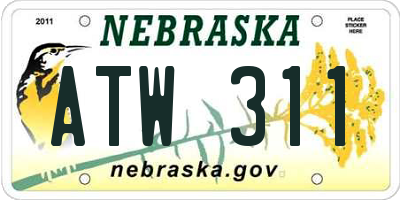 NE license plate ATW311