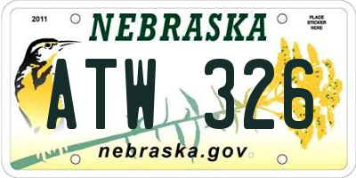 NE license plate ATW326