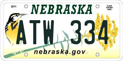 NE license plate ATW334