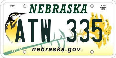 NE license plate ATW335