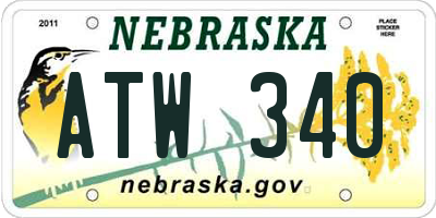 NE license plate ATW340