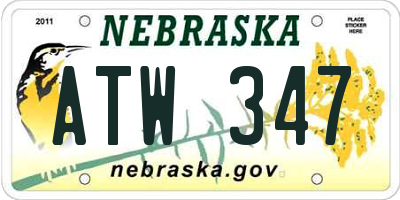 NE license plate ATW347