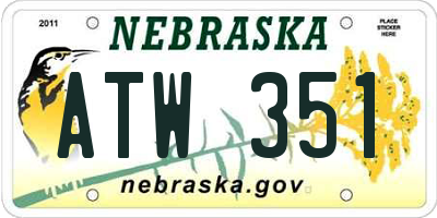 NE license plate ATW351