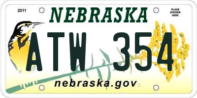 NE license plate ATW354