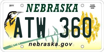 NE license plate ATW360