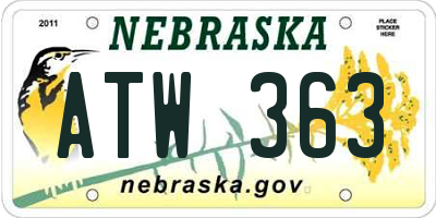 NE license plate ATW363