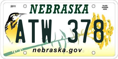 NE license plate ATW378
