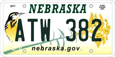 NE license plate ATW382