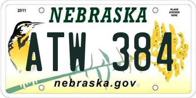 NE license plate ATW384