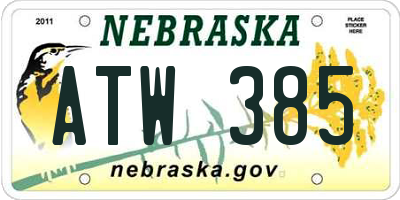 NE license plate ATW385