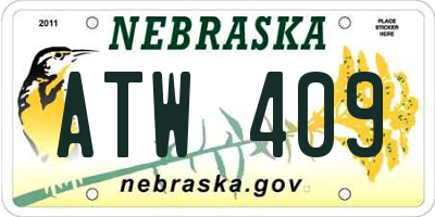 NE license plate ATW409