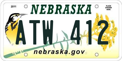 NE license plate ATW412