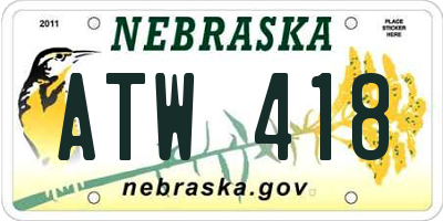 NE license plate ATW418