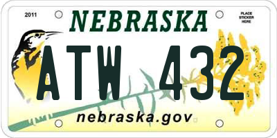 NE license plate ATW432