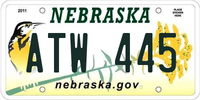 NE license plate ATW445