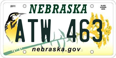 NE license plate ATW463