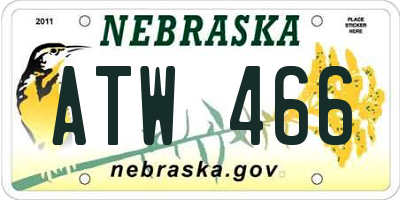 NE license plate ATW466
