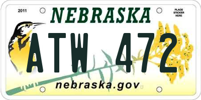 NE license plate ATW472