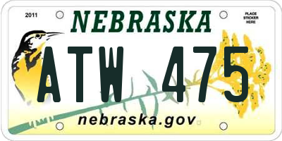 NE license plate ATW475