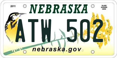 NE license plate ATW502