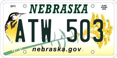 NE license plate ATW503
