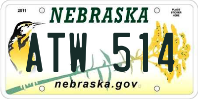 NE license plate ATW514