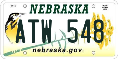 NE license plate ATW548